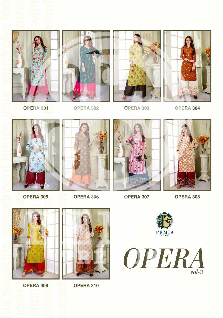 Opera Vol-3 Femi9Trends Rayon Interlock Palazzo Kurti Opera Vol-3 Femi9Trends Rayon Interlock Palazzo Kurti